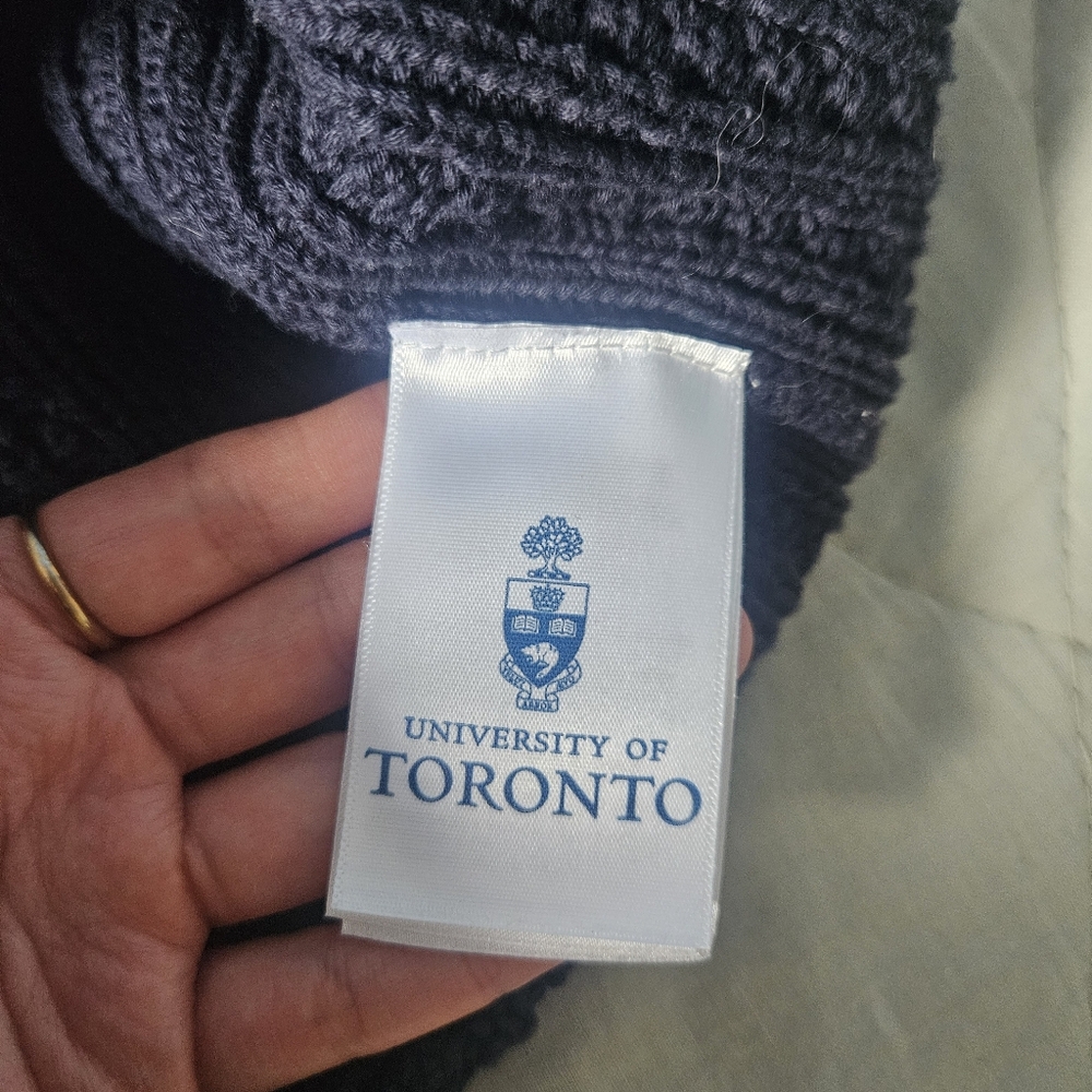 OVO x UofT Women's Cable Knit Sweater Vest Navy White 100% Cotton Large - Picture 8 of 8